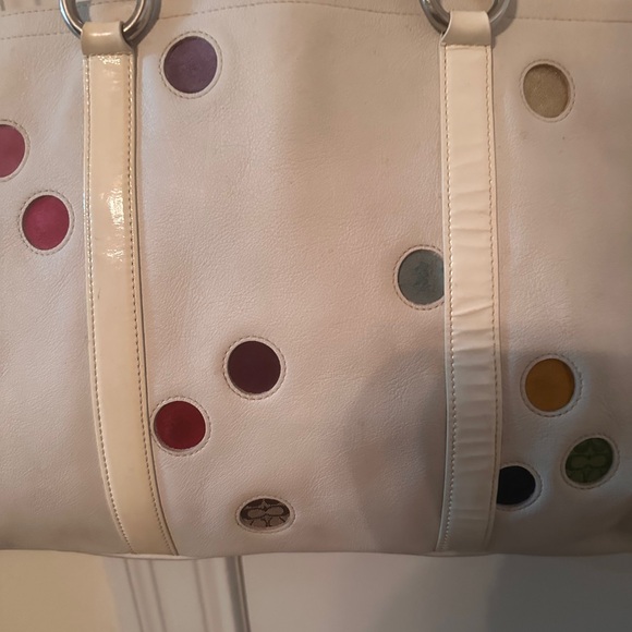 Coach RARE White Tote with Colorful Polka Dots from 2004 - Picture 11 of 16